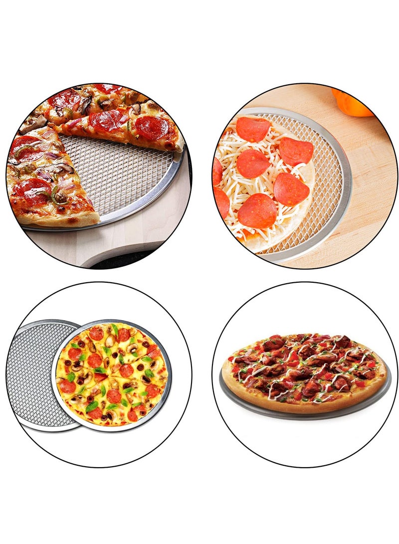 2 Pcs 12 Inch Pizza Screen, Restaurant-Grade Aluminum Alloy Pizza Baking Screen, Seamless Round Pizza Screen Non Stick Mesh Net Baking Tray Cookware Kitchen Tool For Oven, BBQ