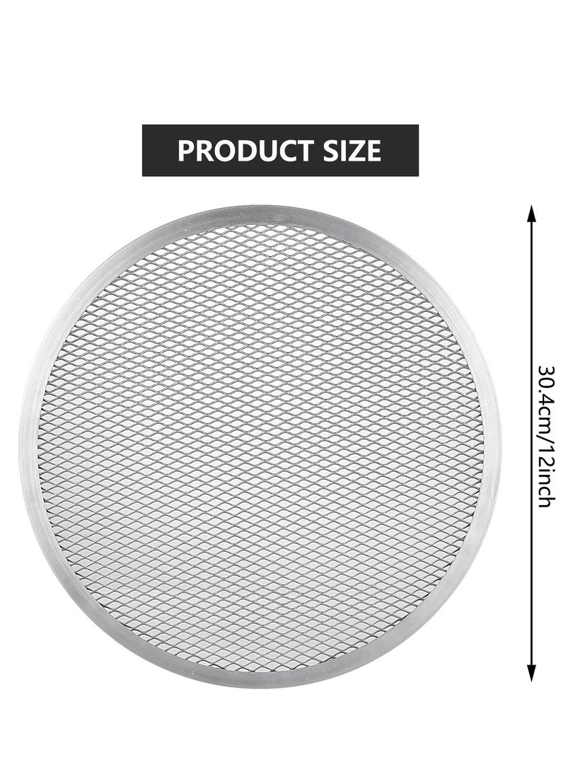 2 Pcs 12 Inch Pizza Screen, Restaurant-Grade Aluminum Alloy Pizza Baking Screen, Seamless Round Pizza Screen Non Stick Mesh Net Baking Tray Cookware Kitchen Tool For Oven, BBQ