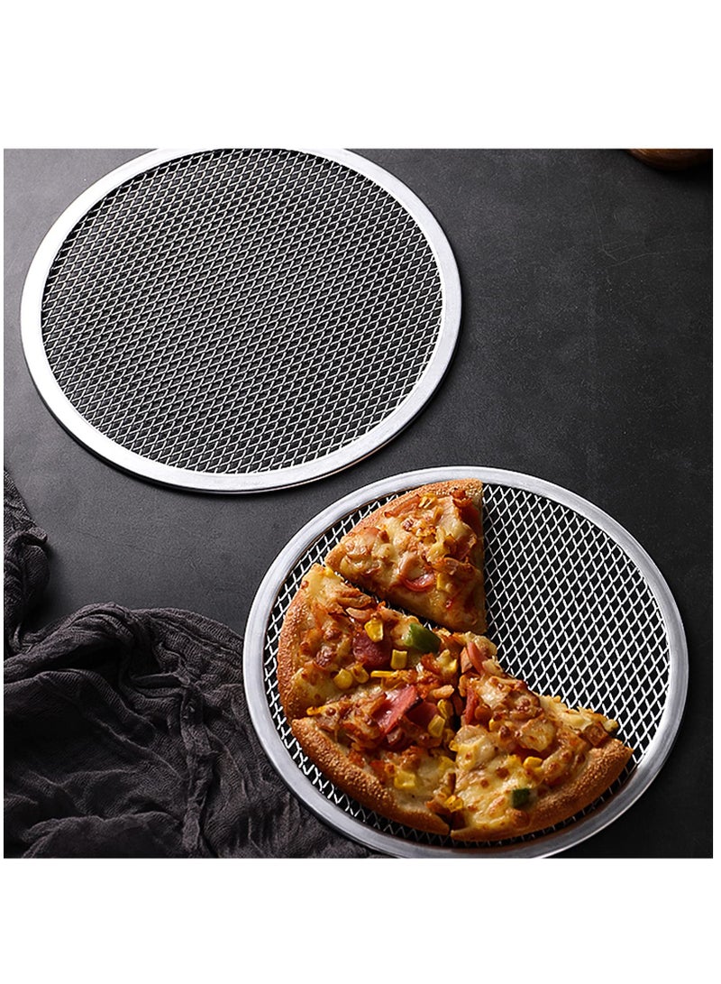 2 Pcs 12 Inch Pizza Screen, Restaurant-Grade Aluminum Alloy Pizza Baking Screen, Seamless Round Pizza Screen Non Stick Mesh Net Baking Tray Cookware Kitchen Tool For Oven, BBQ