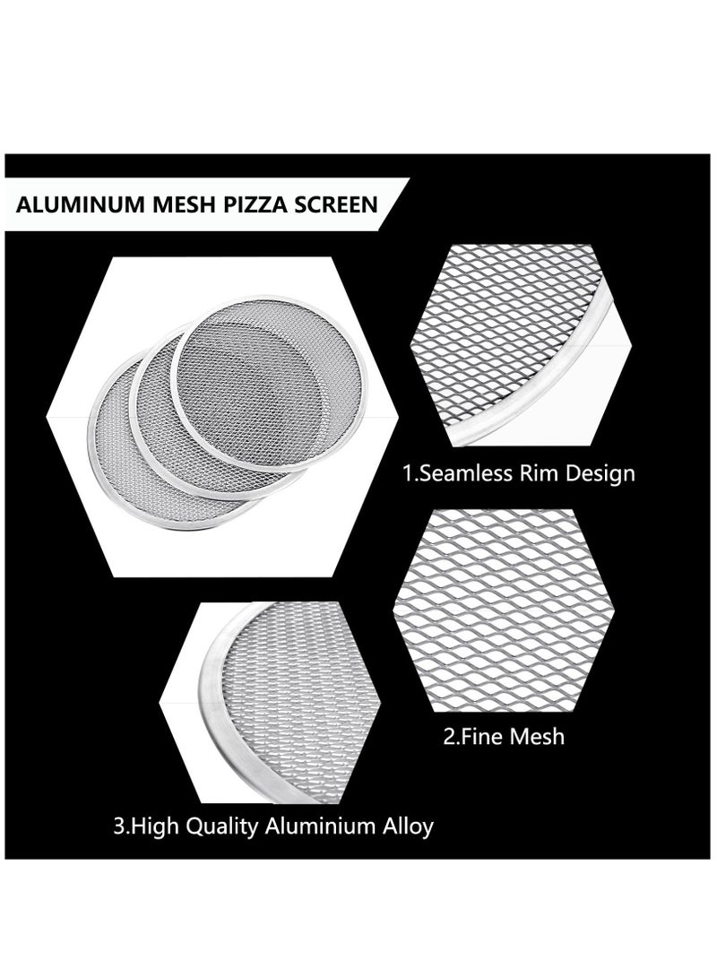 2 Pcs 12 Inch Pizza Screen, Restaurant-Grade Aluminum Alloy Pizza Baking Screen, Seamless Round Pizza Screen Non Stick Mesh Net Baking Tray Cookware Kitchen Tool For Oven, BBQ