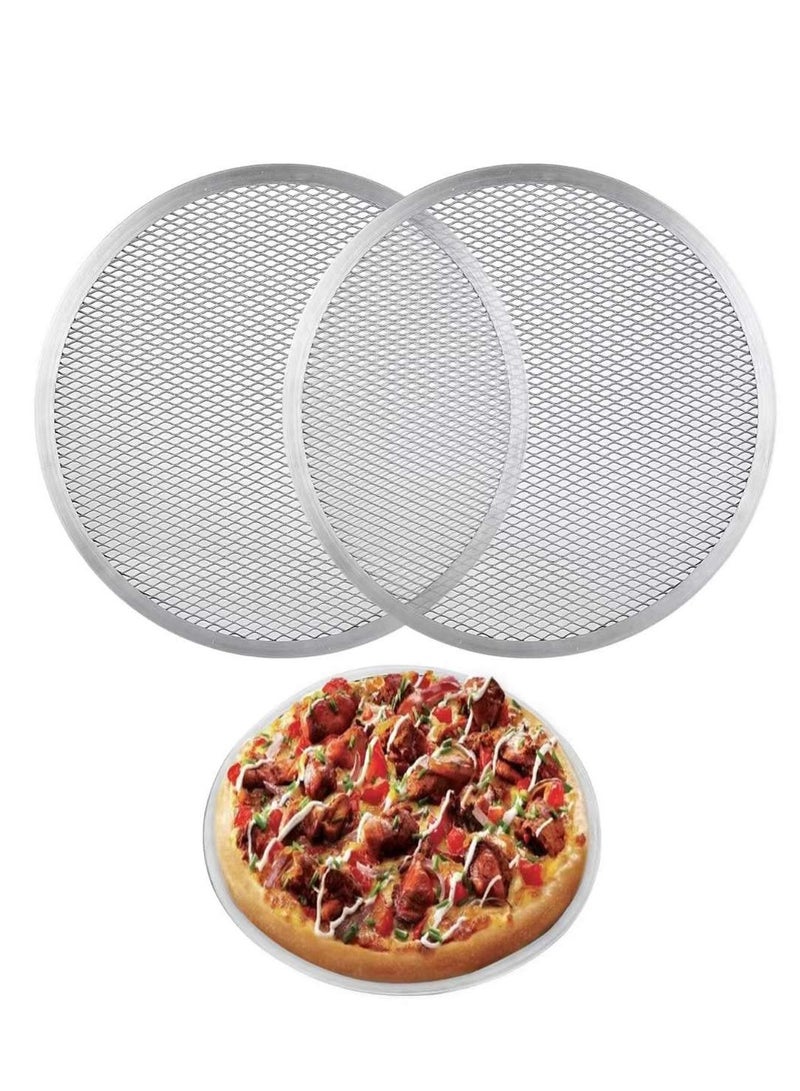 2 Pcs 12 Inch Pizza Screen, Restaurant-Grade Aluminum Alloy Pizza Baking Screen, Seamless Round Pizza Screen Non Stick Mesh Net Baking Tray Cookware Kitchen Tool For Oven, BBQ
