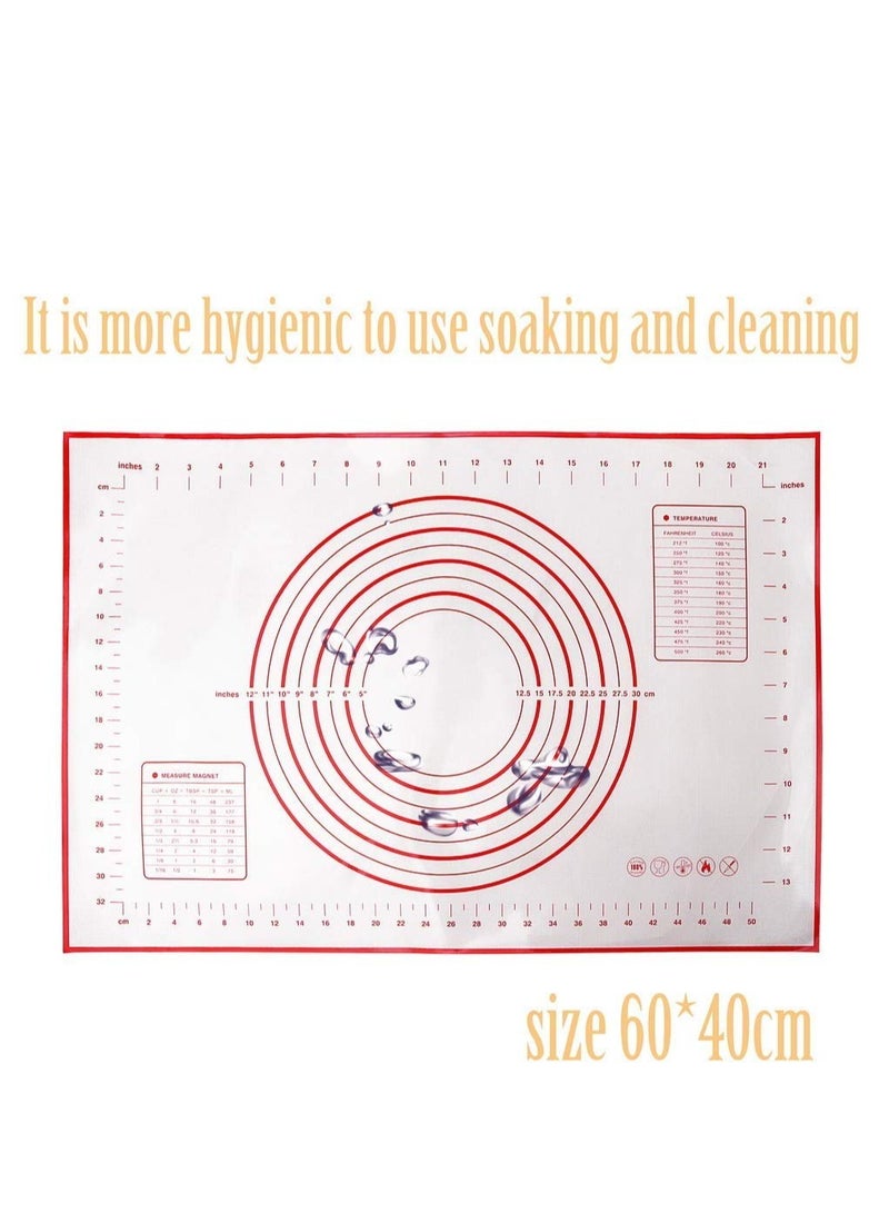 Non Slip Silicone Pastry Mat, Heat Resistant Kneading Mats Non-Stick Dough Rolling Mat for Fondant Dough Cookies Cake Sugarcraft Bread Making