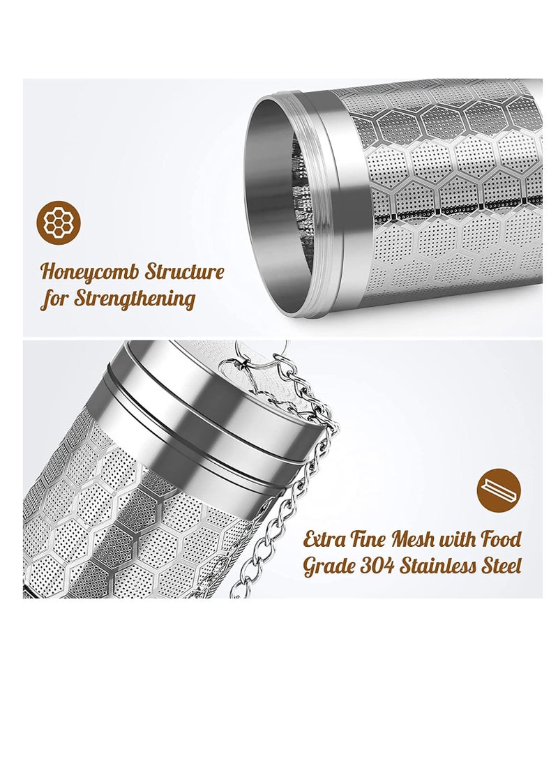 Tea Infusers 2Pcs Stainless Steel Tea Strainer Set Extra Fine Mesh Tea Steeper for Brew Tea Spices and Seasonings Small Soup Seasonings Spice Separated Basket with Long Chain and Tray (6 * 4cm)