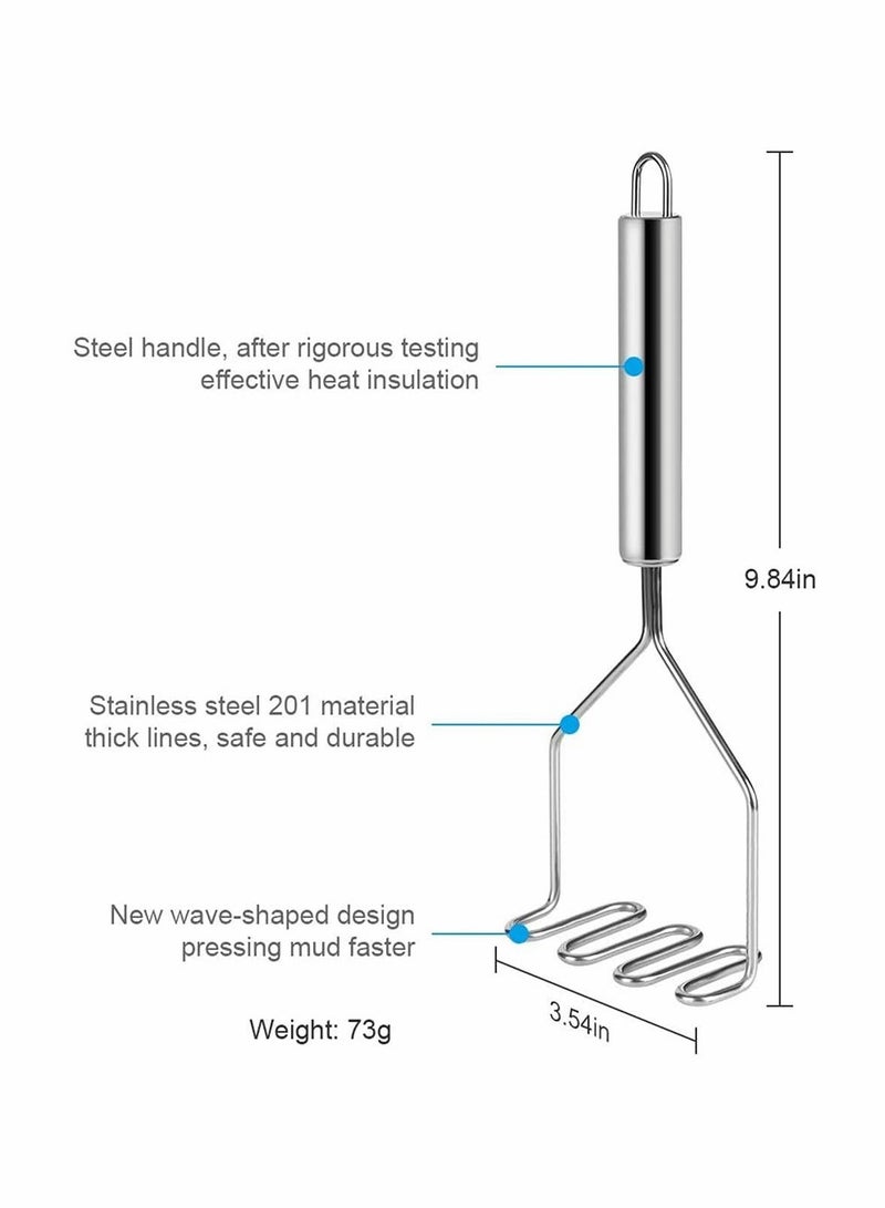 Potato Masher, Kitchen Masher Stainless Steel Perfect for Making Mashed Potato, Banana Bread, Pumpkin Puree and Vegetables, Potatoes is Easy Clean Use (1 Pcs)