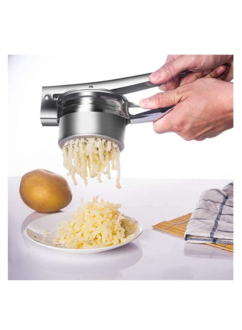 Potato Ricer, Stainless Steel Potato Masher Manual for Fruits, Manual Potato Press to Squeeze Juice Vegetables and More, with 3 Interchangeable Gasket, Fruit Juicer, Vegetable Masher Tools