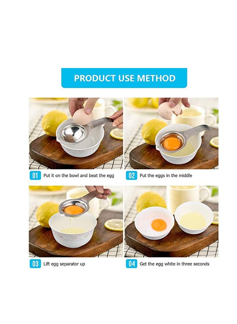 Stainless Steel Egg White Yolk Filter Separator Cooking Tool Dishwasher Safe Chef Kitchen Gadget Silver