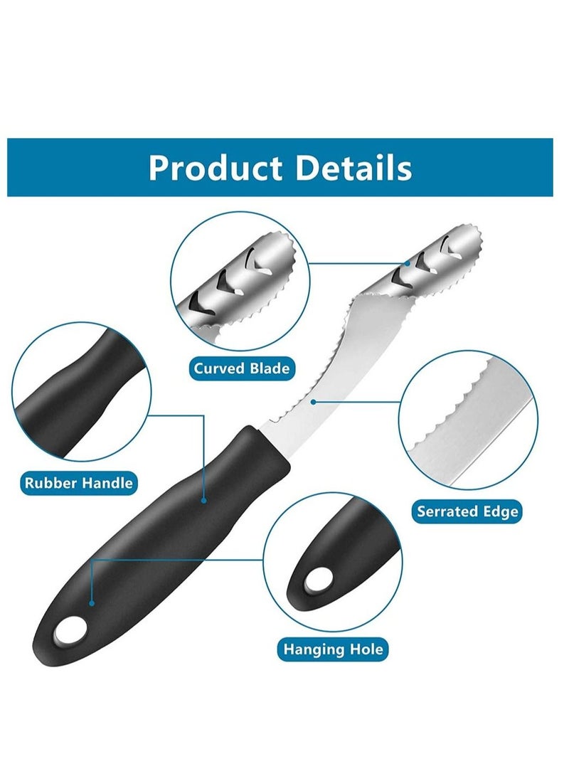 Pepper Corer, Stainless Steel Chili Corer Remover kitchen Tool with Serrated Slice and Rubber Handle Easily Seed or off Vegetables tops for Barbecue Roasting Peppers