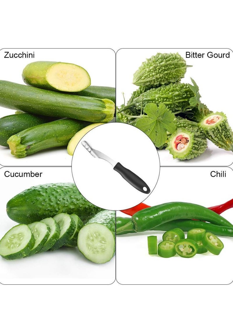 Pepper Corer, Stainless Steel Chili Corer Remover kitchen Tool with Serrated Slice and Rubber Handle Easily Seed or off Vegetables tops for Barbecue Roasting Peppers