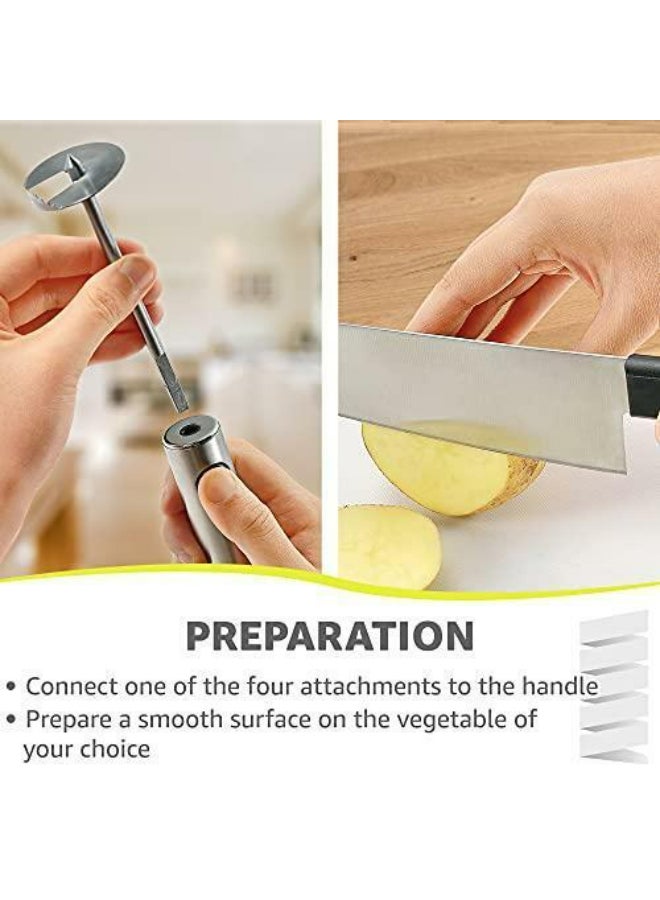 5-Piece Stainless Steel Veggie Drill Twister Set Silver
