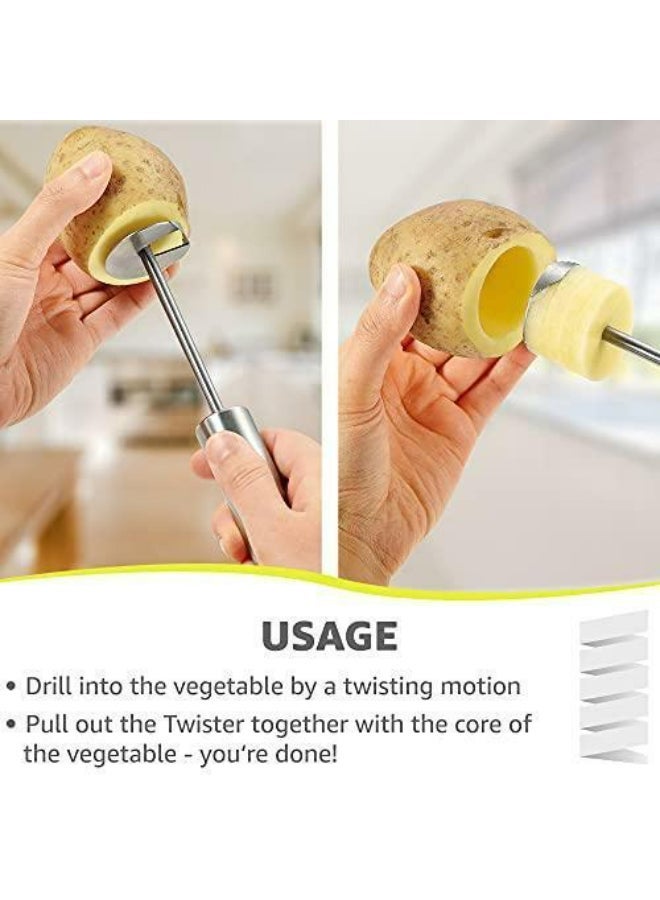 5-Piece Stainless Steel Veggie Drill Twister Set Silver