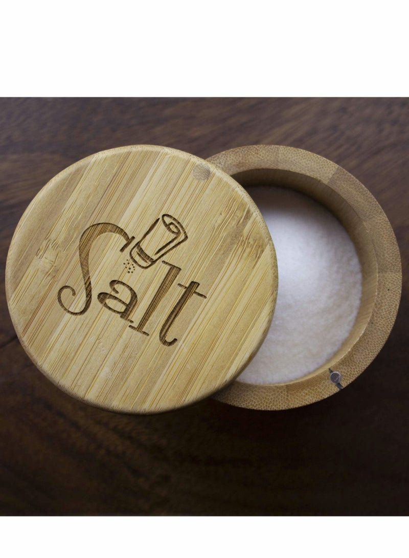 Totally Bamboo Salt Box, Bamboo Storage Box with Magnetic Swivel Lid, Secure Durable Storage & Organization for Seasonings, Round Salt Container to Storage Pepper Spice Bath Salt Sea Salt