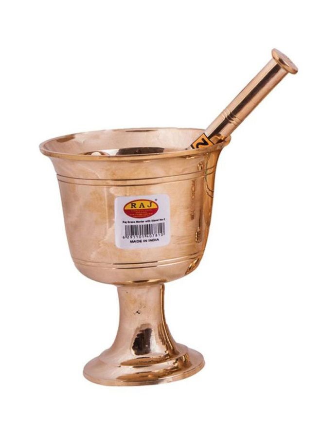 Brass Mortar With Stand Brown 13x10.5cm