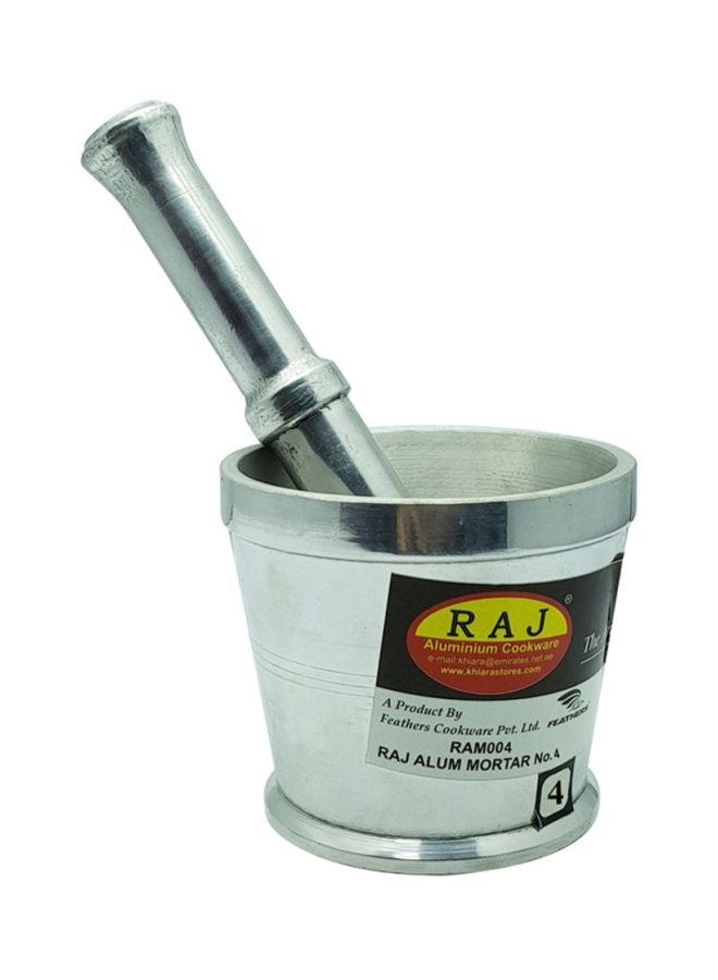 Aluminium Mortar And Pestle Set Silver 11.5 x 13cm