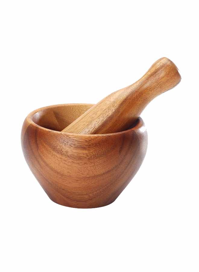 Wooden Mortar And Pestle Brown 15 x15 x 9.4cm