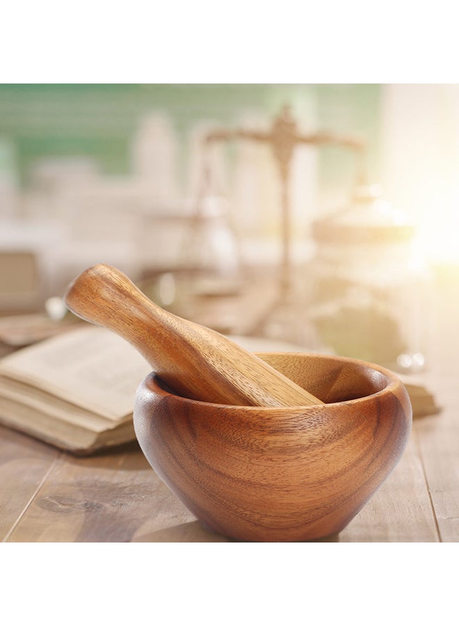 Wooden Mortar And Pestle Brown 15 x15 x 9.4cm