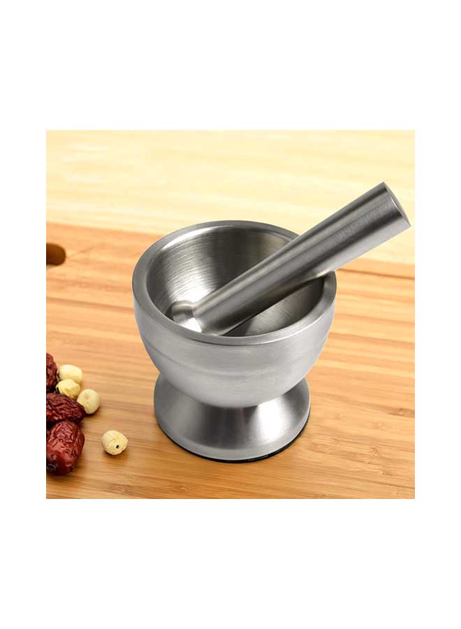 Spice Grinder Pill Crusher Mortar And Pestle Silver 15cm