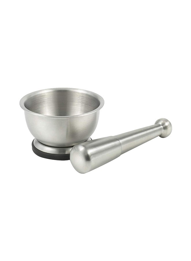 Spice Grinder Pill Crusher Mortar And Pestle Silver 15cm