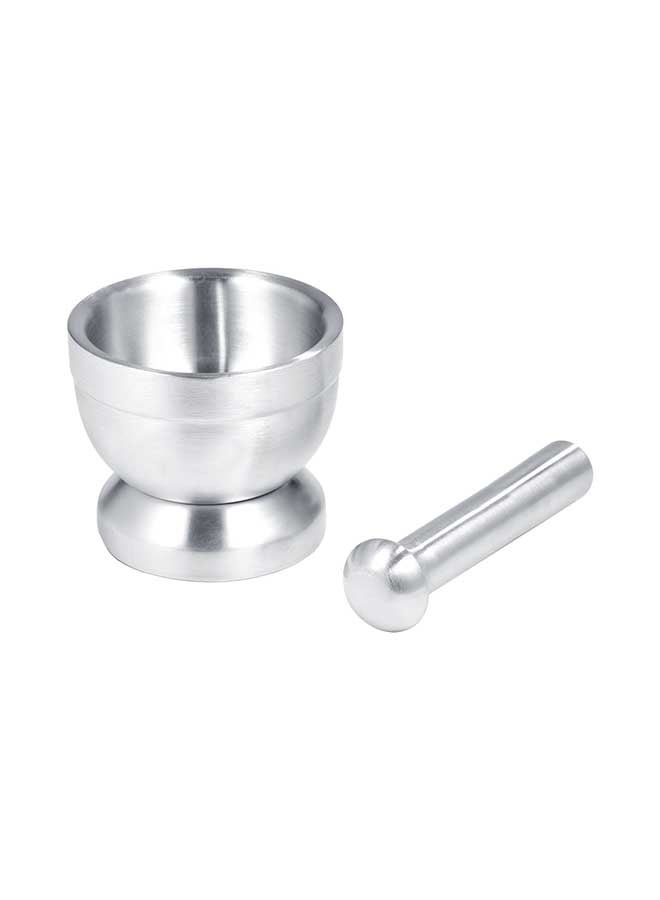 Spice Grinder Pill Crusher Mortar And Pestle Silver 15centimeter