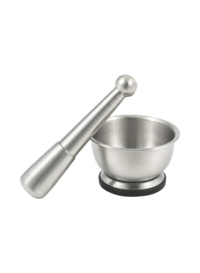 Spice Grinder Pill Crusher Mortar And Pestle Silver 15cm