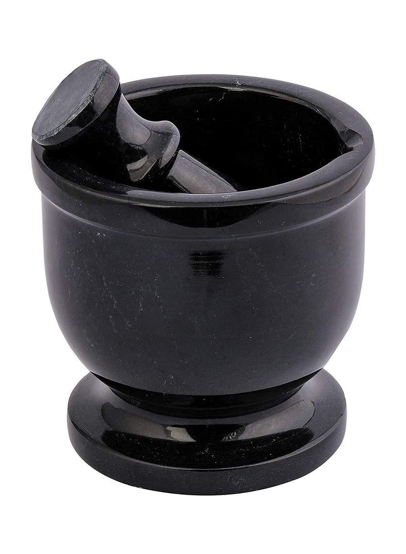 Handmade 4 Inches  Marble Granite Black Mortar and Pestle Kitchen Spices Grinder