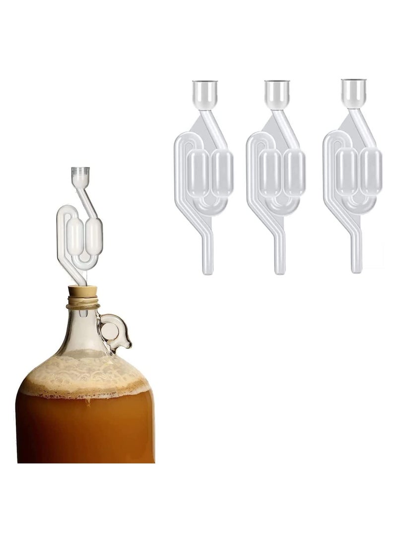 3-Piece S-Shaped Air Lock Beverage Making Tool Set Clear