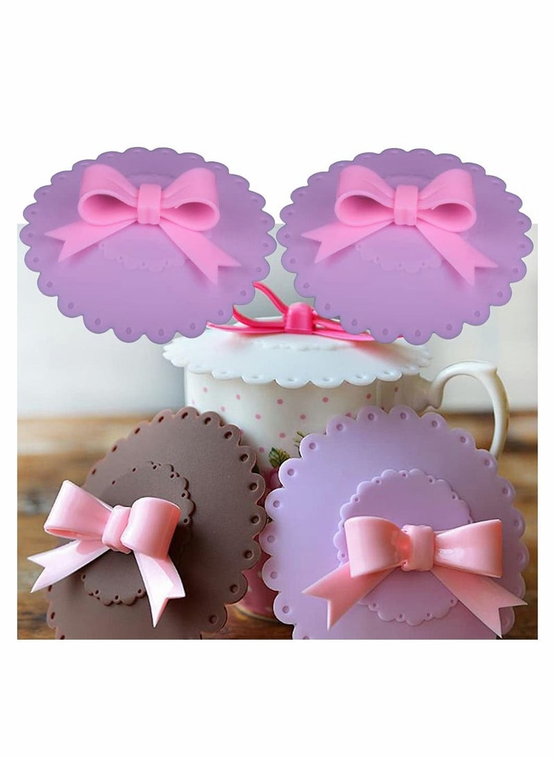 2 Pieces Silicone Cup Covers Butterfly Holder Suction Lid Reusable Anti-dust Lids for Coffee Beer Mug Wine Glass Home Office Bar