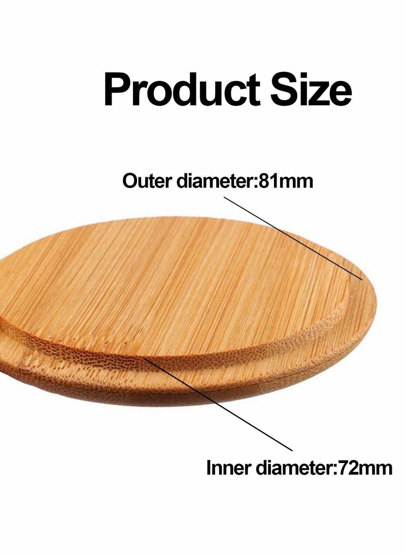 Bamboo Cup Cover, Wooden Lid Tea Glass Cover Coffee Mug Drink Set for Home Office Store (4 Pcs)