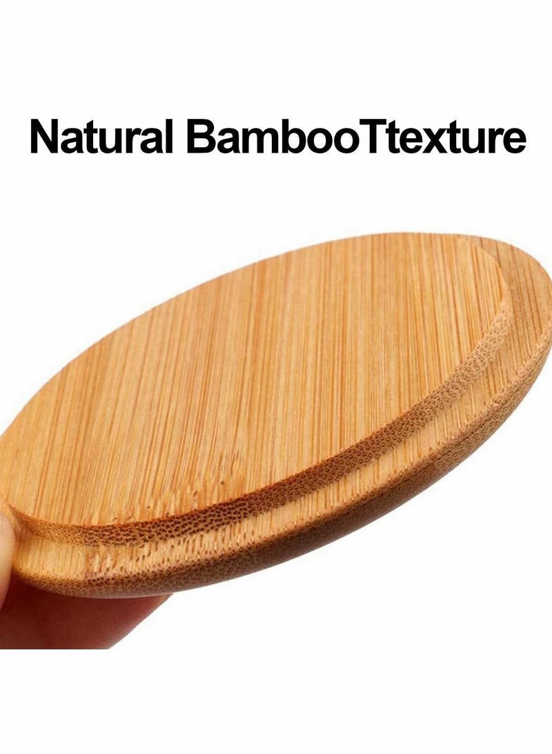 Bamboo Cup Cover, Wooden Lid Tea Glass Cover Coffee Mug Drink Set for Home Office Store (4 Pcs)