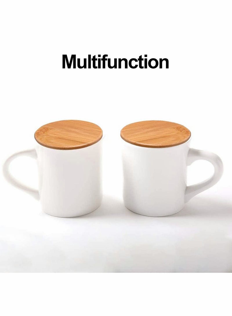 Bamboo Cup Cover, Wooden Lid Tea Glass Cover Coffee Mug Drink Set for Home Office Store (4 Pcs)