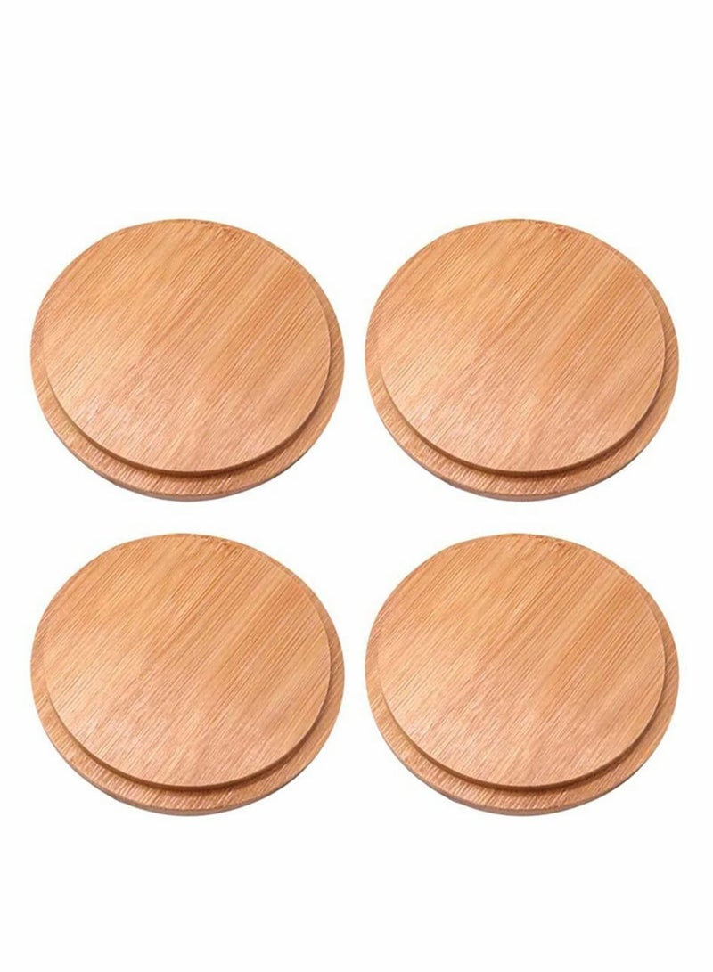 Bamboo Cup Cover, Wooden Lid Tea Glass Cover Coffee Mug Drink Set for Home Office Store (4 Pcs)