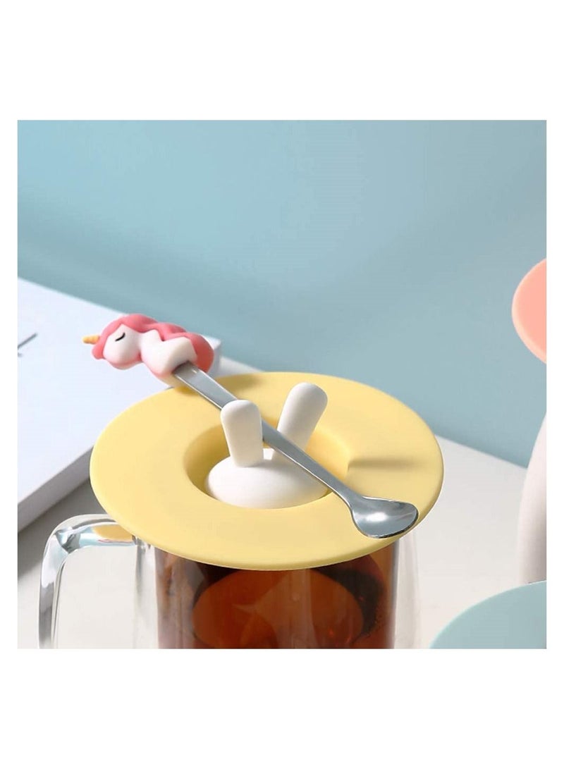 6pcs Silicone Cup Lid, Rabbit Dust Seal Hot Drink Lid
