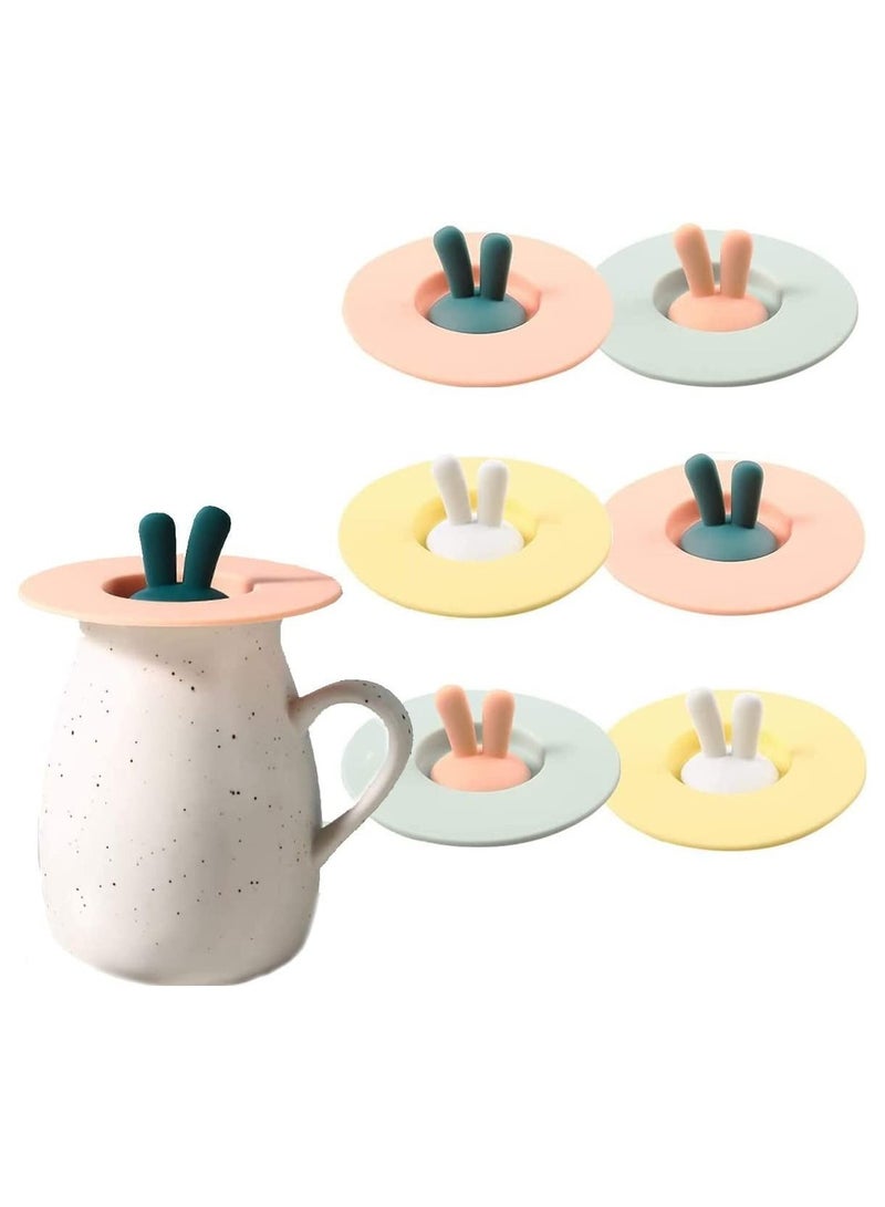 6pcs Silicone Cup Lid, Rabbit Dust Seal Hot Drink Lid