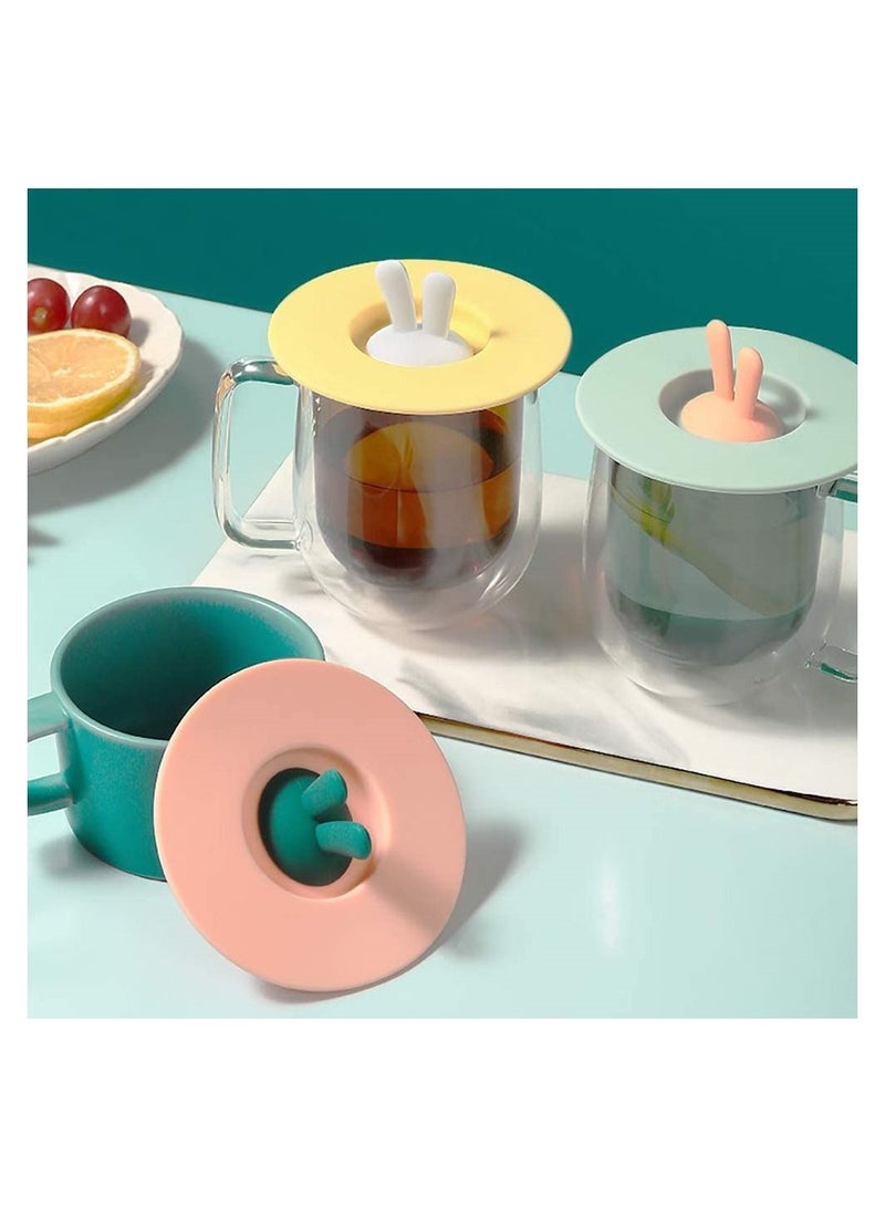 6pcs Silicone Cup Lid, Rabbit Dust Seal Hot Drink Lid