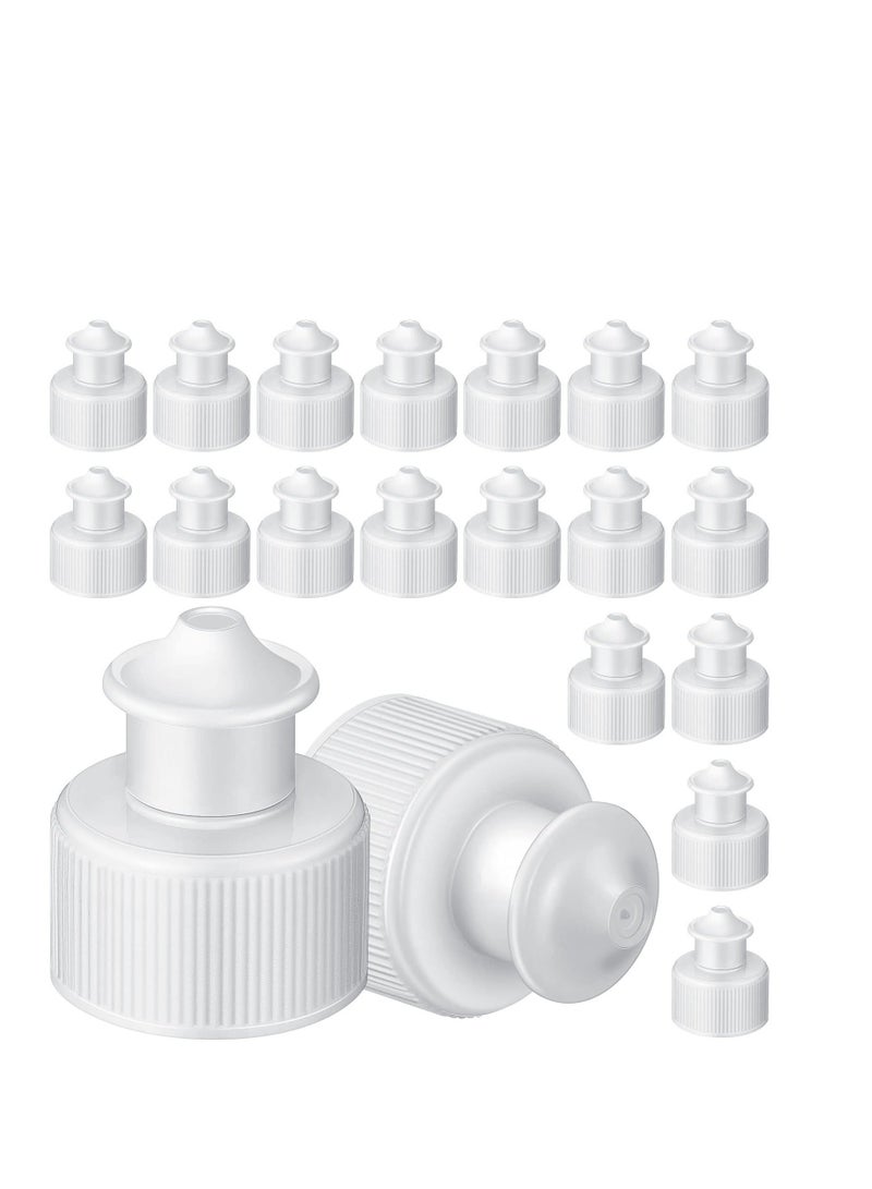 60 Pack Push Pull Caps for Bottles 28 mm Plastic Water Bottle Cap Sports Replacement Tops Sport Lid Caps, White