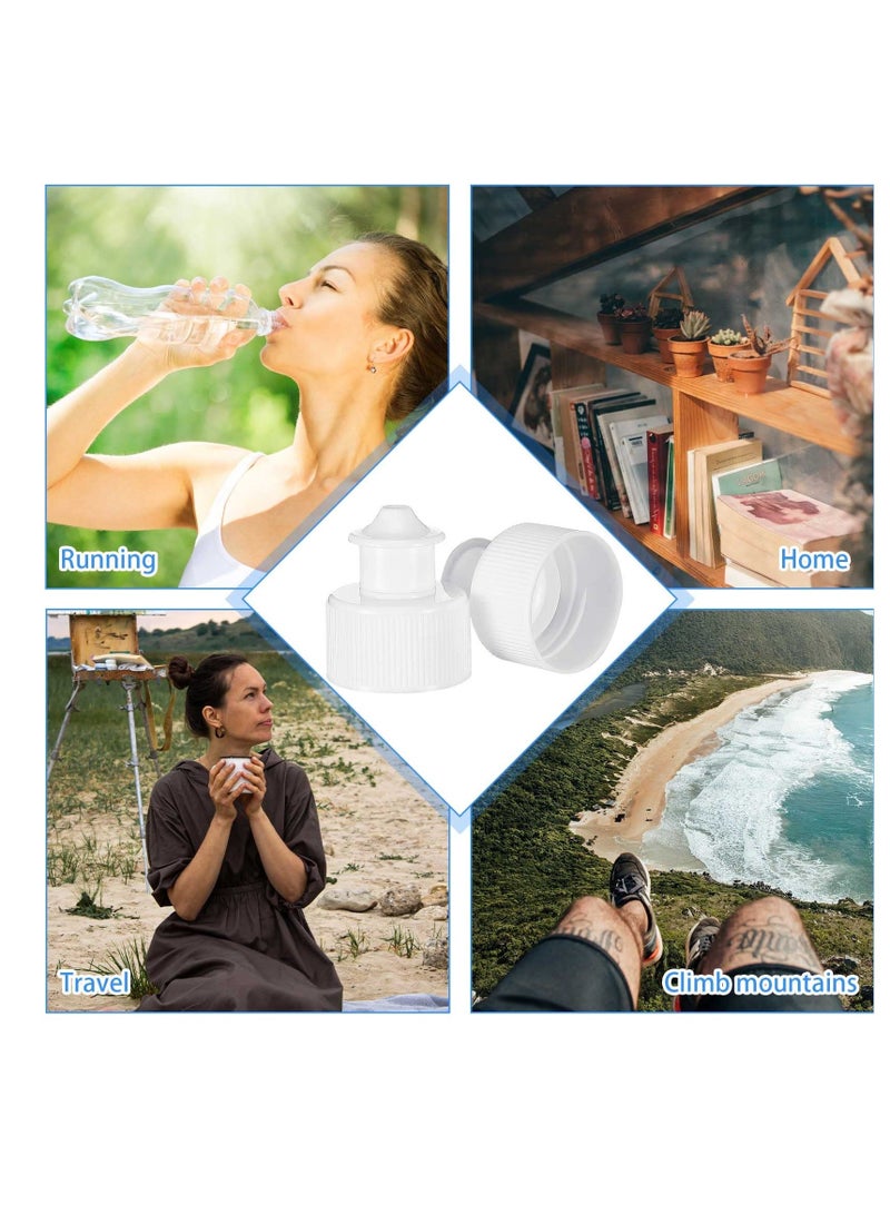 60 Pack Push Pull Caps for Bottles 28 mm Plastic Water Bottle Cap Sports Replacement Tops Sport Lid Caps, White