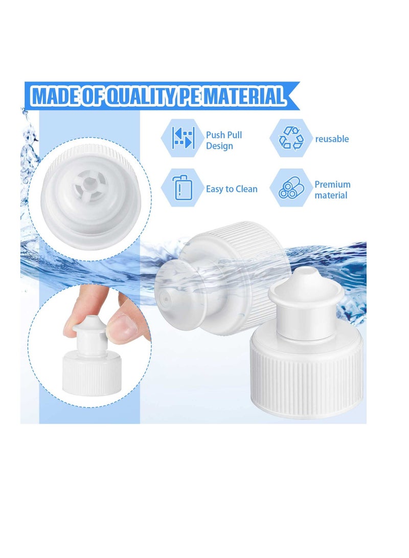 60 Pack Push Pull Caps for Bottles 28 mm Plastic Water Bottle Cap Sports Replacement Tops Sport Lid Caps, White