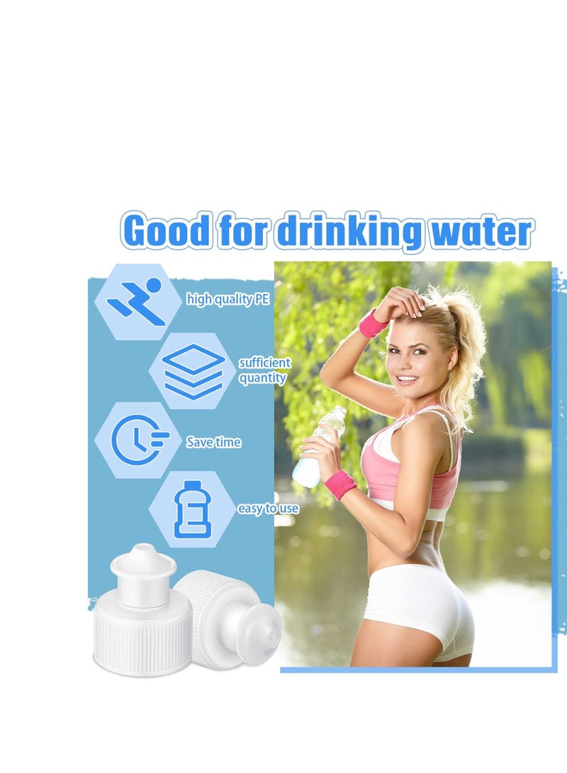 60 Pack Push Pull Caps for Bottles 28 mm Plastic Water Bottle Cap Sports Replacement Tops Sport Lid Caps, White