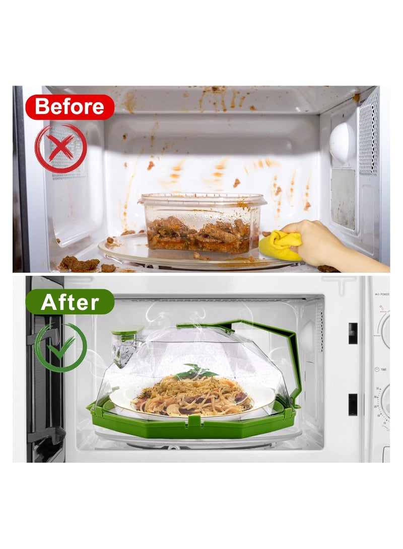 Microwave Splatter Cover for Food Clear 10 Inch Microwave Splatter Cover with Water Storage Box Handle and Steam Vents Easy Grip BPA-Free Plate Cover Guard Lid Home Kitchen Essential Gadgets