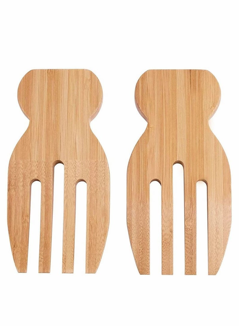 Bamboo Salad Hands Blender, Set Claws Tossing Wooden Tongs Personalized Utensils Pack of 2