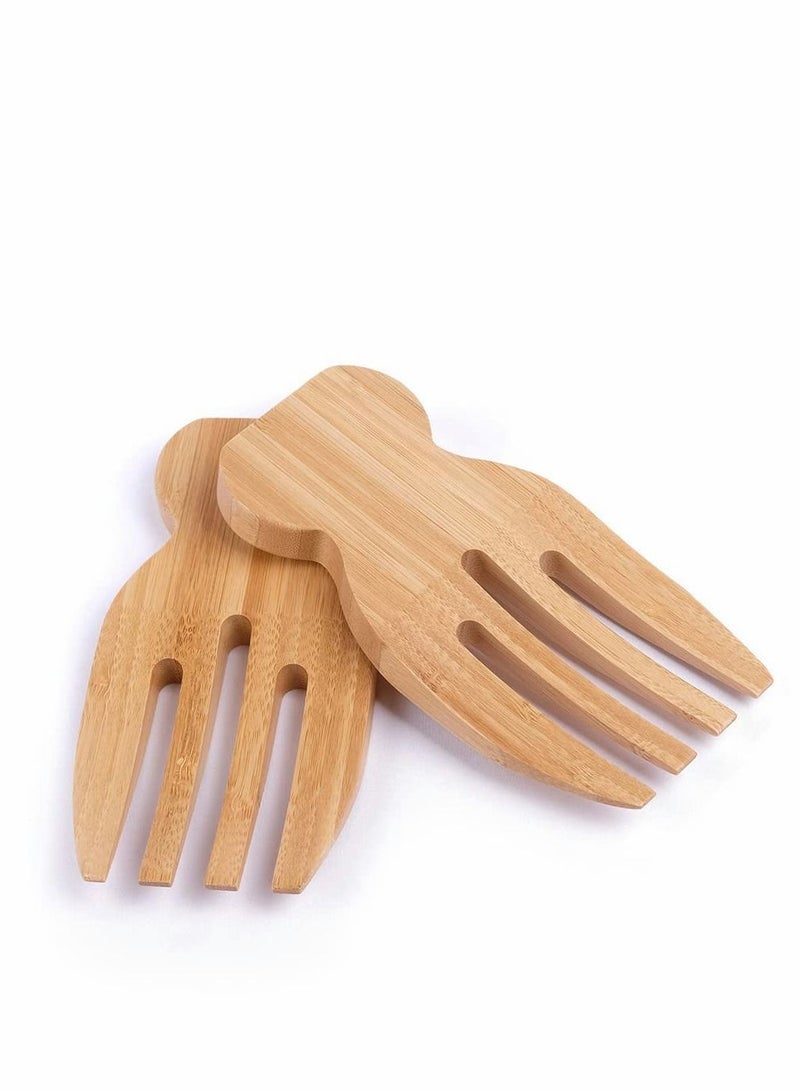 Bamboo Salad Hands Blender, Set Claws Tossing Wooden Tongs Personalized Utensils Pack of 2