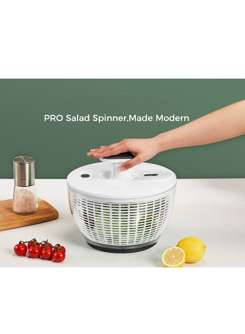 Salad Spinner Large 6L, Manual Lettuce Spinner for Vegetable Prepping, One-Handed Pump Fruit Spinner, Quick Drying Salad Leaves with Bowl and Colander