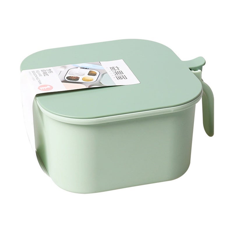 Seasoning Spice Storage Container With Cover And Spoon Green 14 x 8 x 14cm