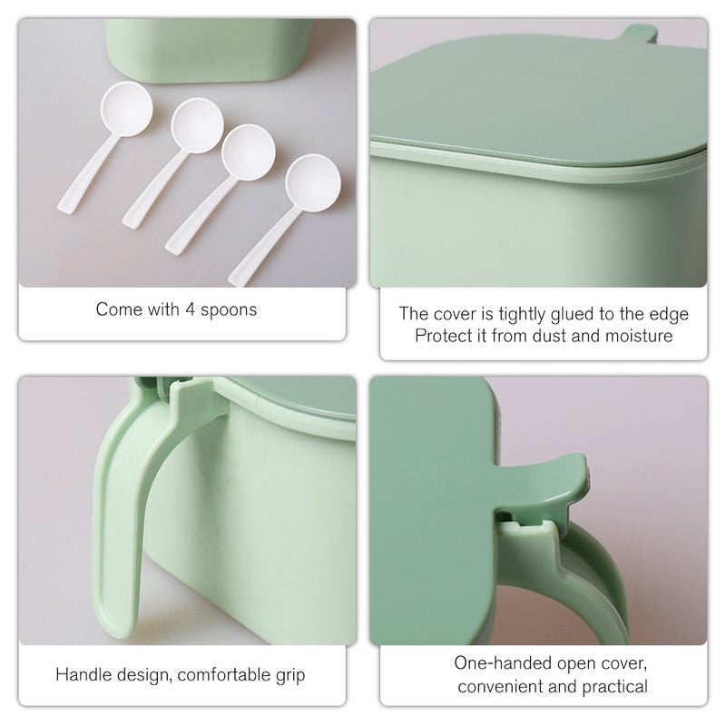 Seasoning Spice Storage Container With Cover And Spoon Green 14 x 8 x 14cm