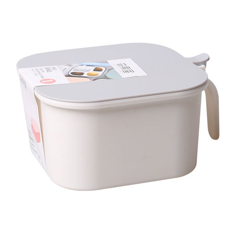 Seasoning Spice Storage Container With Cover And Spoon White 14 x 8 x 14cm