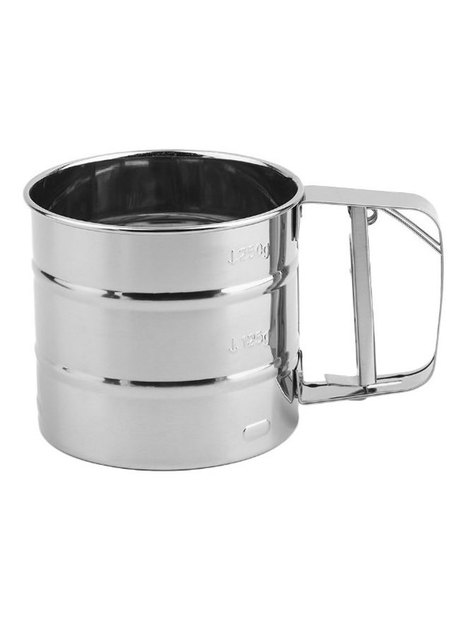 Mechanical Baking Shaker Sieve Cup Silver 155x105x90centimeter