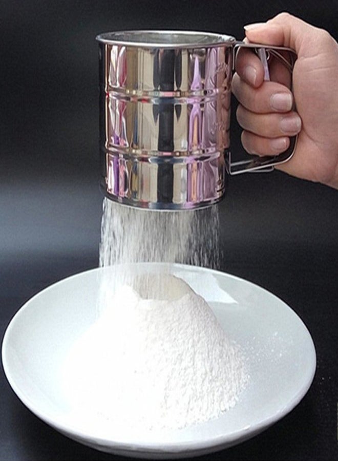 Mechanical Baking Shaker Sieve Cup Silver 155x105x90centimeter