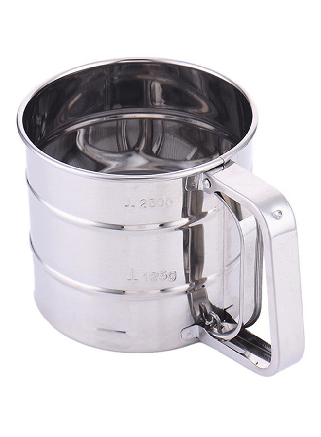 Stainless Steel Hand Hold Flour Sieve Silver 15x9.5x10.5centimeter