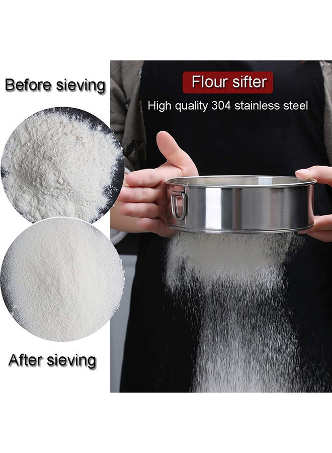 6-Piece Round Flour Sieve Silver 30cm