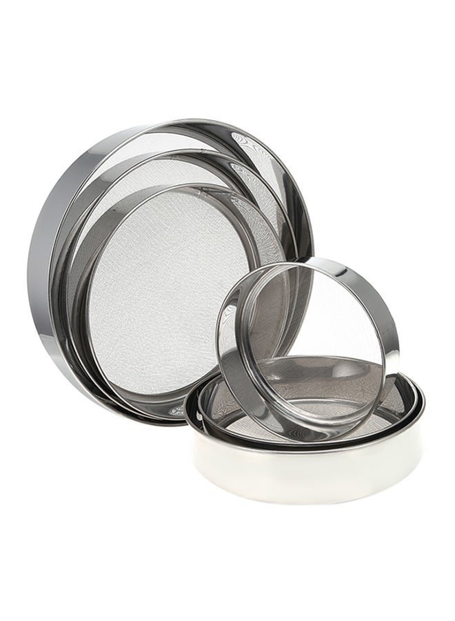 6-Piece Round Flour Sieve Silver 30cm