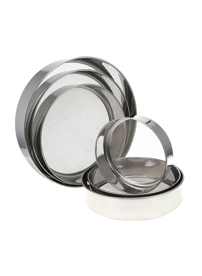 6-Piece Round Flour Sieve Silver 30cm